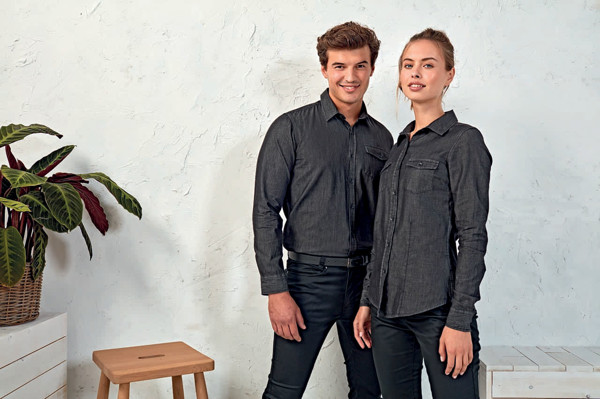 Men’S Jeans Stitch Denim Shirt - Black Denim / S