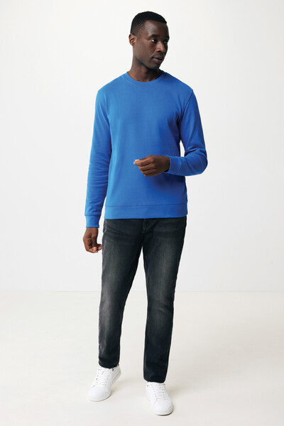 Sweater à col rond en coton recyclé Iqoniq Zion - Bleu Royal / XXL