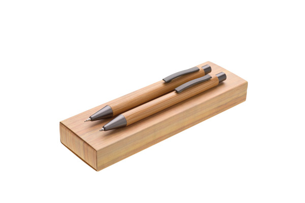 Rivet pen,set bamboo body,metal accents