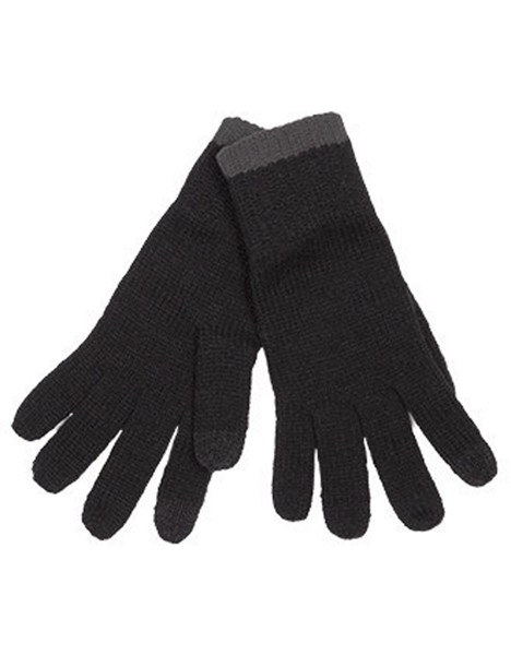 Touch Screen Knitted Gloves - Black / Dark Grey / S/M