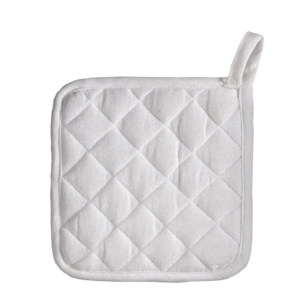 Držalo za lončke iz recikliranega bombaža 180x180 mm, zanka - Bela