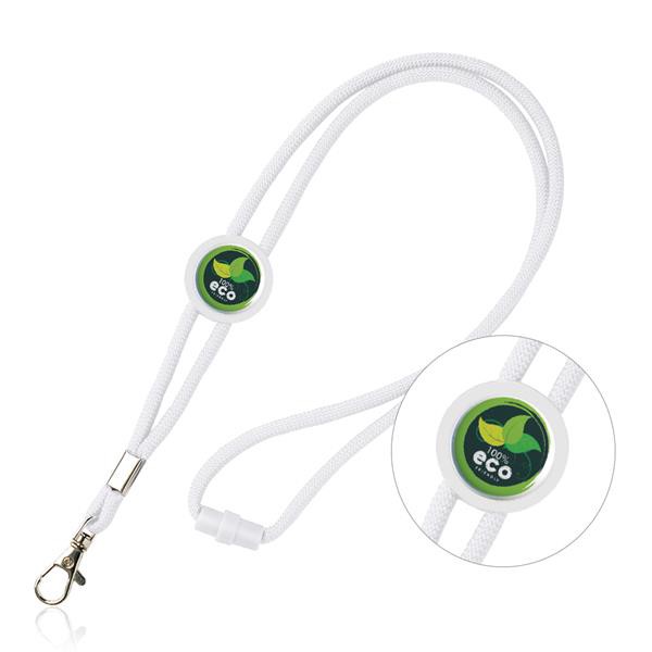 Lanyard Tubulaire En P-300D, Avec Réglable Et Fermeture De Sécurité - Blanche / U