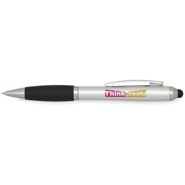Nash RCS recycled plastic stylus ballpoint pen with coloured barrel and black grip (black ink) - Silver
