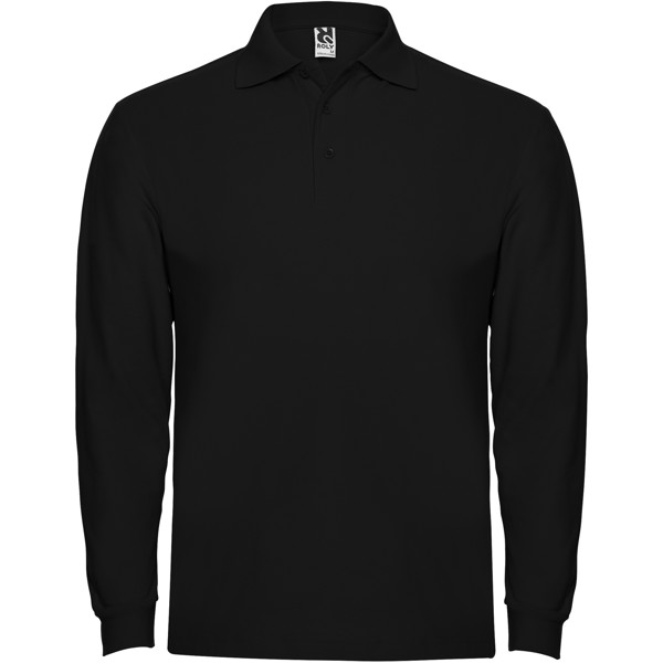 Estrella long sleeve men s polo Solid Black XL Mompalao