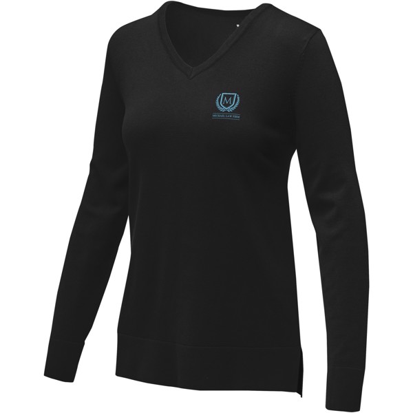 Pulôver com gola em V para mulher "Stanton" - Preto liso / 2XL