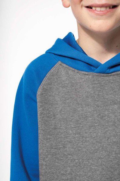Kids' Two-Tone Hooded Sweatshirt - Grey Heather / Sporty Navy / 8/10