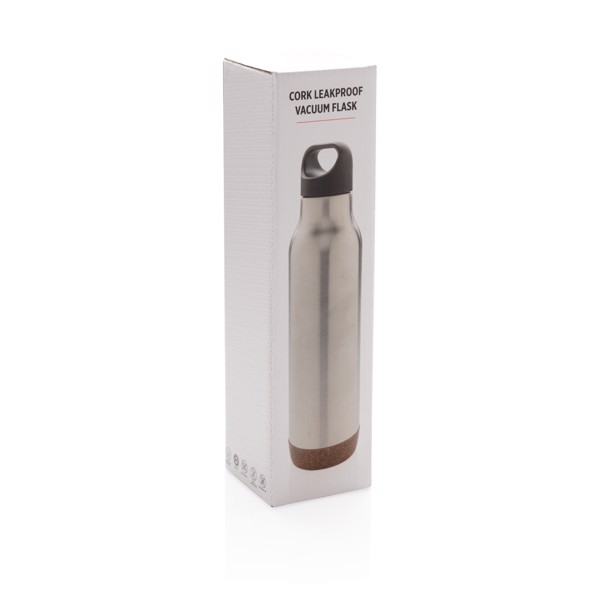Bouteille isotherme étanche avec finition liège - Argent