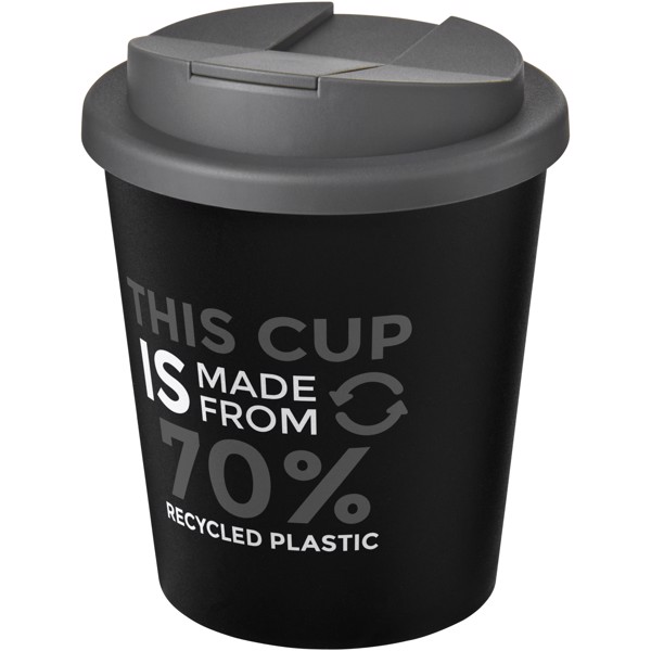 Bicchiere Americano® Espresso Eco da 250 ml in materiale riciclato con coperchio a prova di perdita - Nero / Grigio