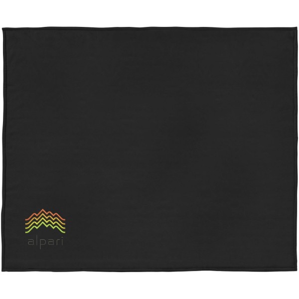 Springwood soft fleece and sherpa plaid blanket - Solid black / Off white