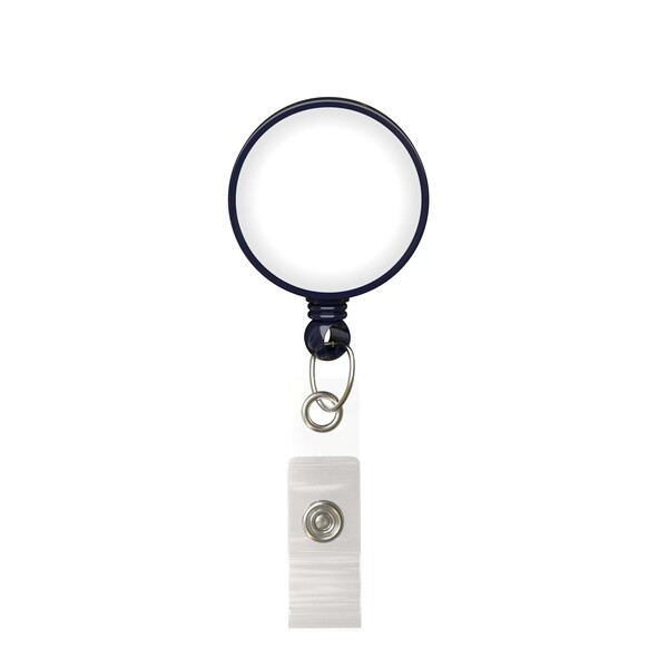 Retractable badge reel in round shape with ⌀2.8cm logo - Cool Dark blue