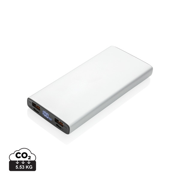 Aluminijski PD powerbank 18W 10.000 mAh - Srebrna
