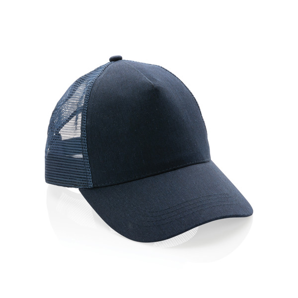 Casquette filet 5 panneaux coton recyclé Impact AWARE™ - Bleu Marine