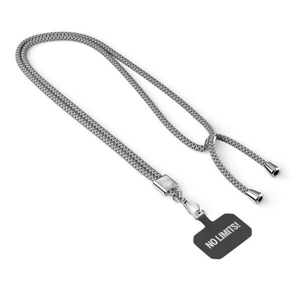 Moderno cordão cruzado para telemóvel em poliéster - Branco / Preto / Acessórios prateados