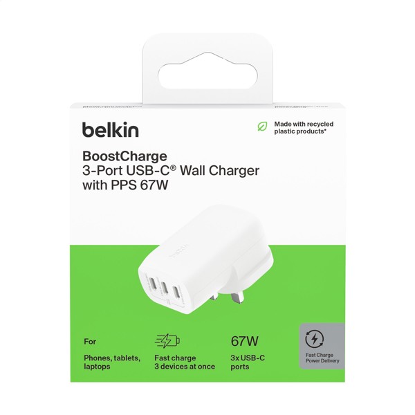Belkin BoostCharge 3-Port Wall Charger prise de charge