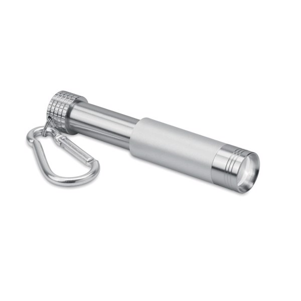 Aluminium/ABS LED key ring Pop Light - Silver