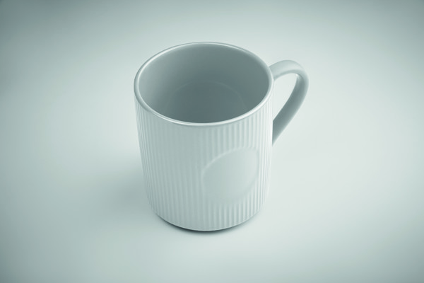 Ribbed ceramic mug mat 340 ml Ribmug - White
