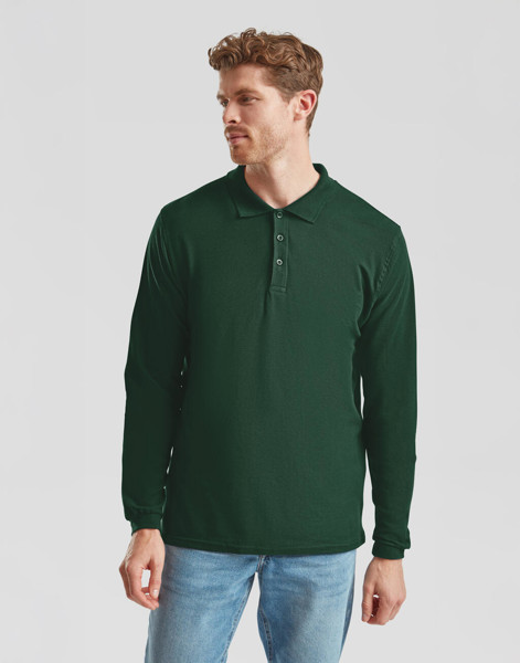 Premium Long Sleeve Polo - White / M