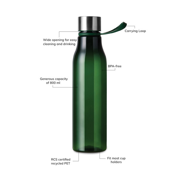 Lahev na vodu 800ml VINGA Lean z RCS RPET - Zelená