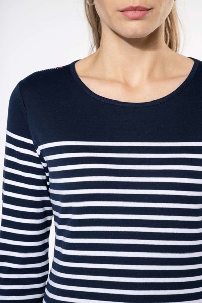 Ladies’ Long-Sleeved Breton Stripe Top - S