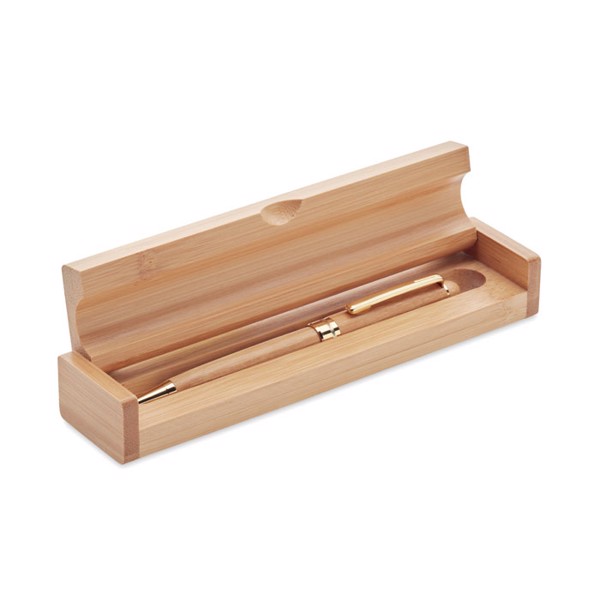 Etna bamboo twist pen, gift box, blue ink