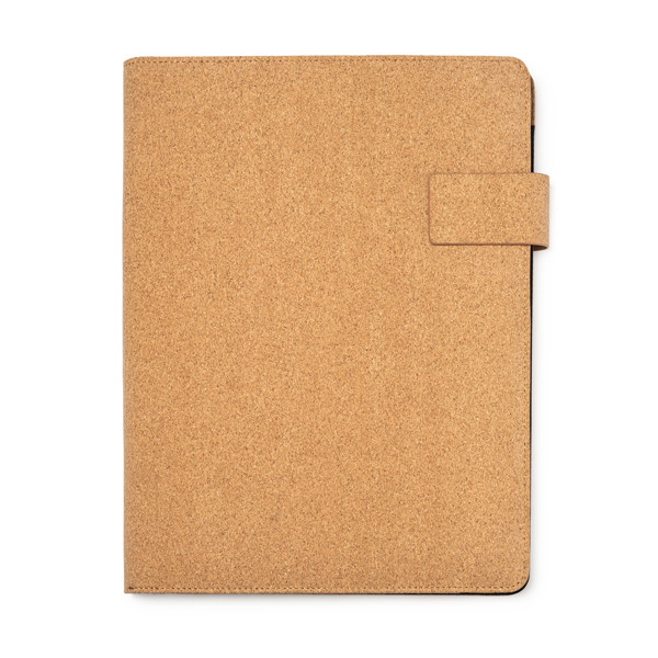 Carpeta A4 personalizada de corcho con cierre magnético y bloc extraíble