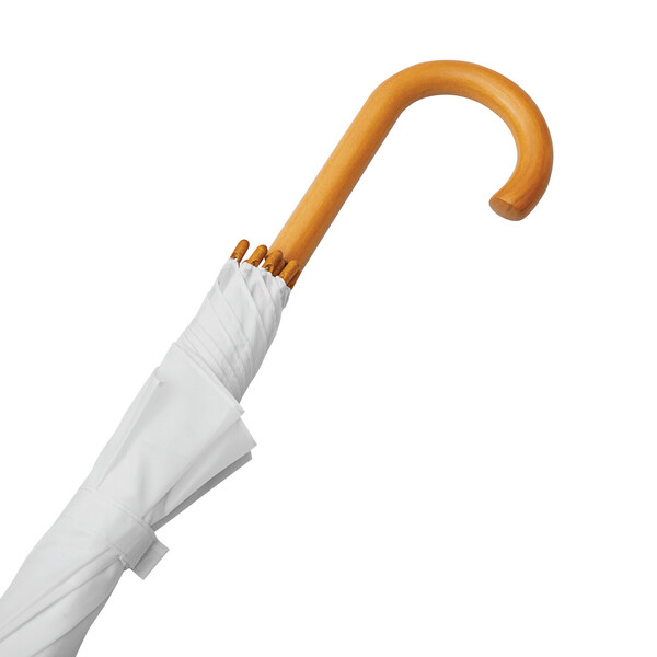Automatic Wooden Stick Umbrella Jazz - White