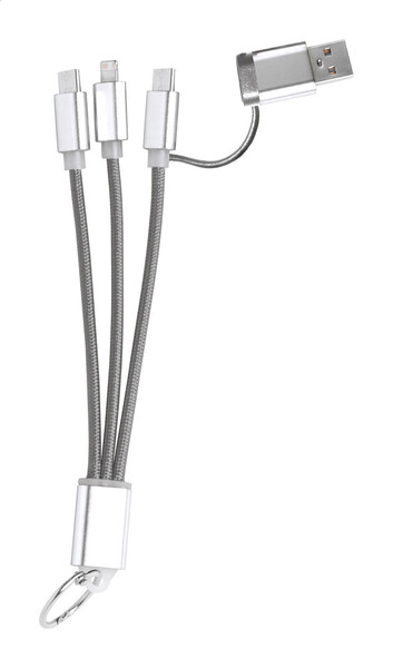USB nabíjecí kabel s přívěškem na klíče Rashort - Šedá