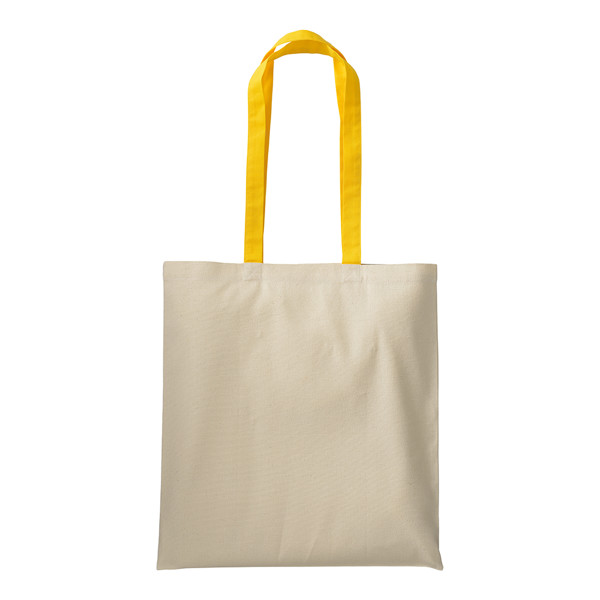 220 G/M2 Natural Cotton Shopping Bag With Coloured Long Handles - Yellow