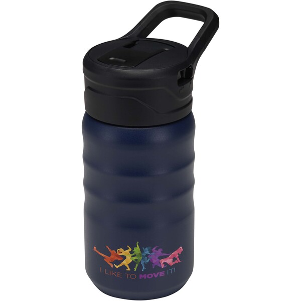 Knox 350 ml RCS recycled double wall stainless steel sport bottle with flip straw - Navy