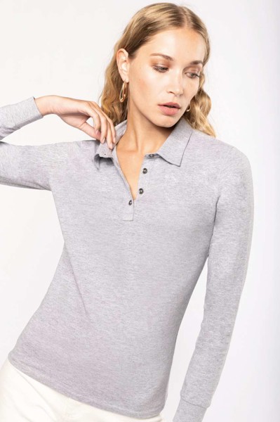 Ladies' Long Sleeve Jersey Polo Shirt - Black / M