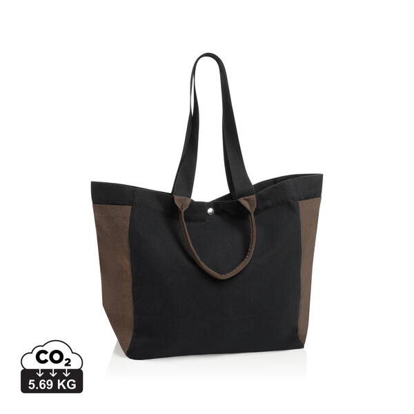 BEAU AWARE™ 400gsm recycled canvas all-round shopper - Black