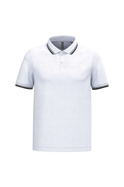 MUŠKA POLO MAJICA KRATKIH RUKAVOVA S KONTRASTNIM OBRUČKOM - Bijela / Crna / 2XL