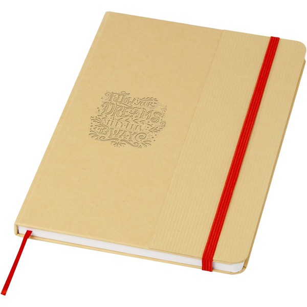 Blocco note formato A5 con copertina rigida di cartone riciclato Nelida - Rosso