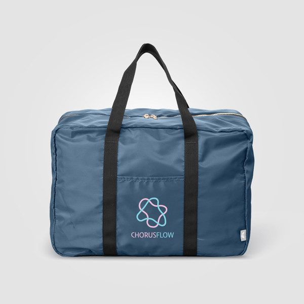 Sac de voyage Aurelia recyclé à double compartiment – 33 L - Bleu marine / Sérigraphie