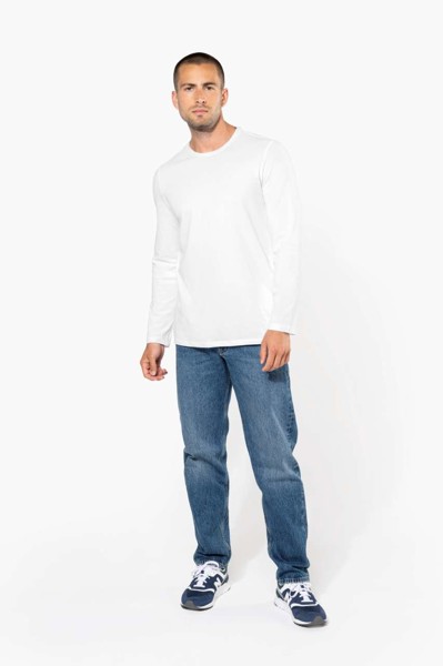 Men's Long-Sleeved Crew Neck T-Shirt - White / L