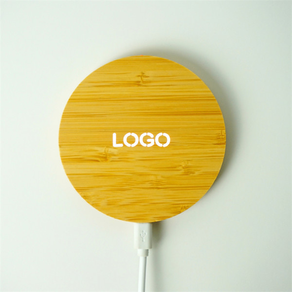 Wooden wireless charger with LED backlight