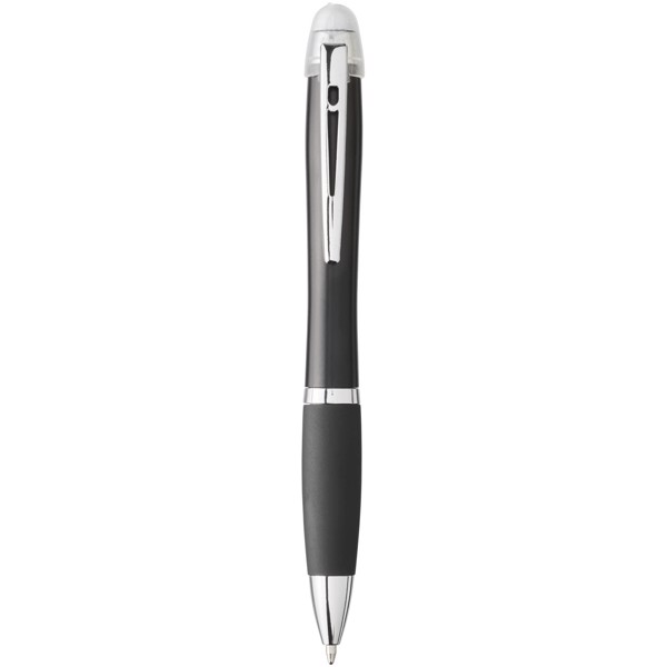 Bolígrafo con cuerpo y empuñadura en negro retroiluminado “Nash” - Blanco