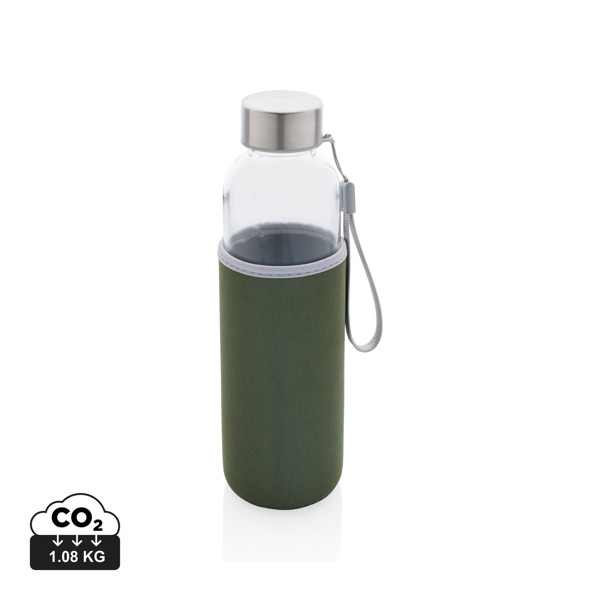 Glass bottle with neoprene sleeve - Green