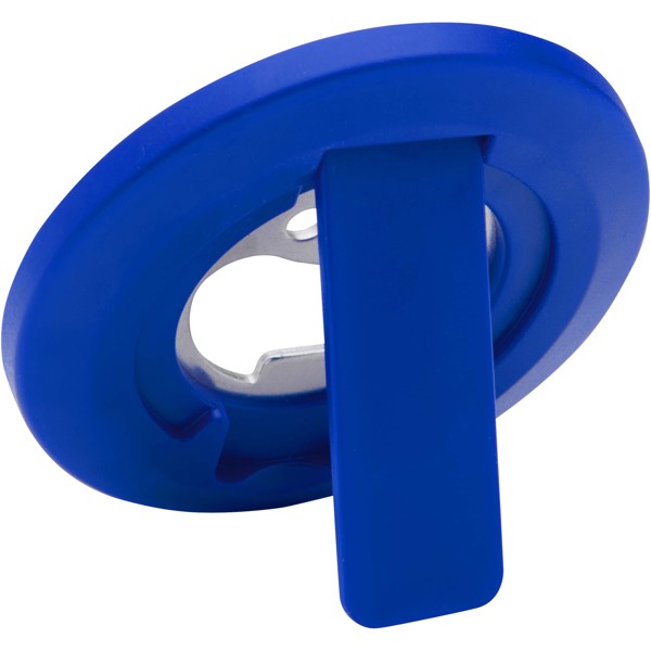 Support de téléphone magnétique Ain en plastique recyclé avec décapsuleur - Bleu royal