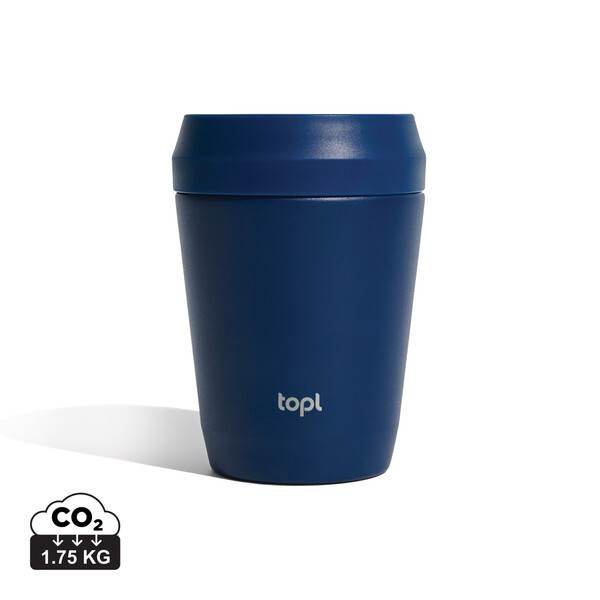 Mug 235 ml avec couvercle 360 en acier recyclé Topl - Bleu Marine