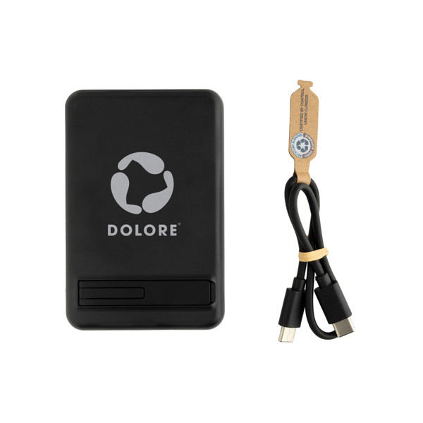 Magnetická powerbanka Zen 5000mAh 5W z RCS plastu a bambusu - Čierna