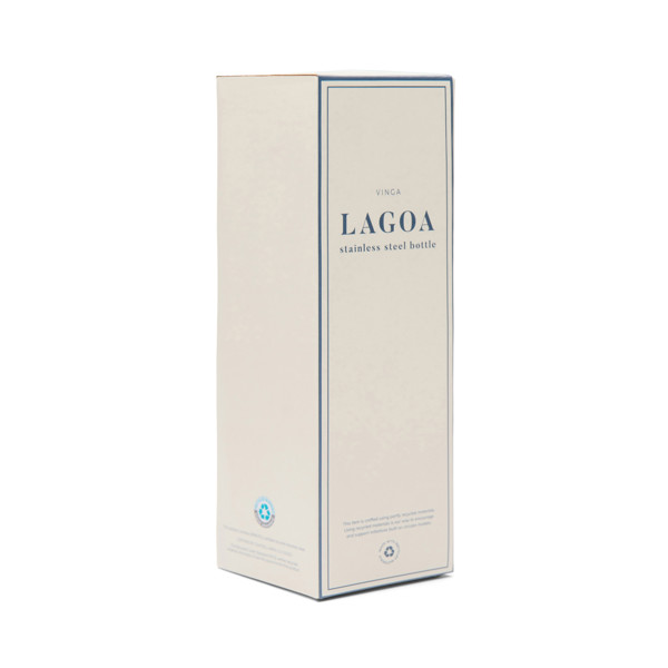VINGA Bouteille 600ml en acier inoxydable RCS Lagoa - Bleu Marine / Blanc