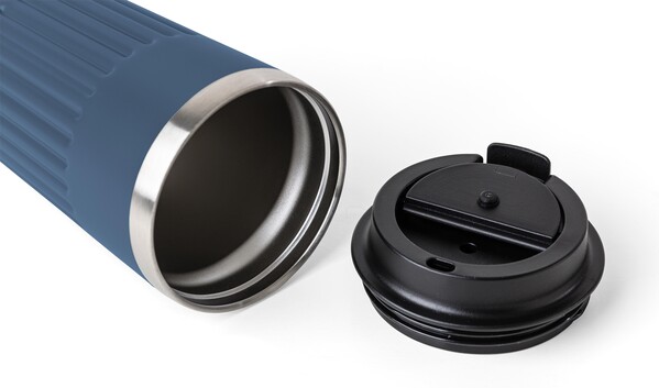 Mug de voyage en acier inoxydable recyclé (400 ml) Chiara - bleu