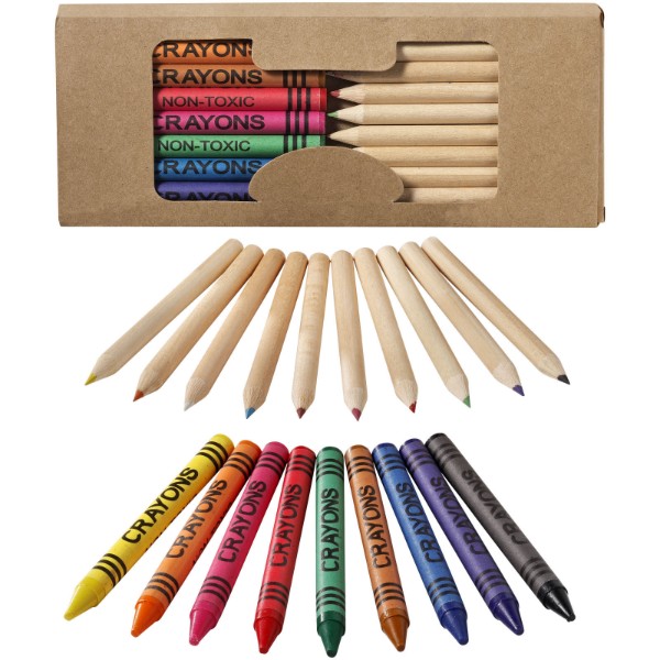 Kit de crayons et crayons gras colorés 19 pièces Lucky