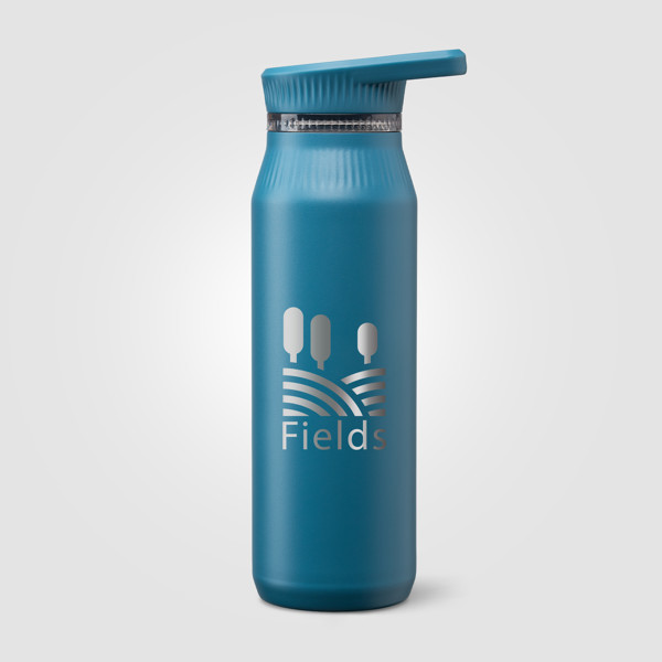 Majesty Stainless Steel Dual-Lid Handle Bottle - 750 ml - Steel Blue / 4 Colour inkjet