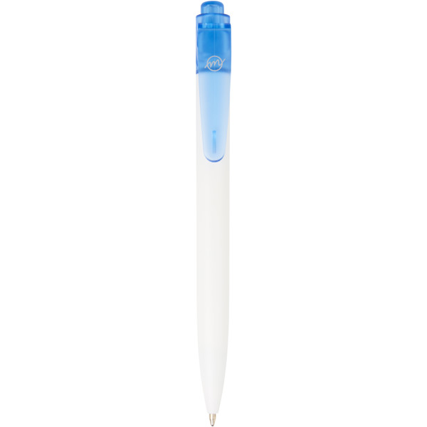 Esferográfica de plástico do oceano Thalaasa (tinta preta) - Azul transparente / Branco