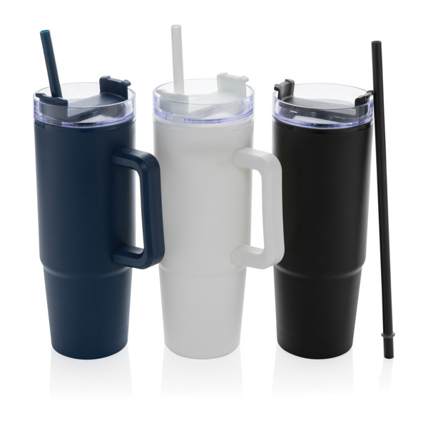Kozarec Tana 900 ml, dvojna stena iz reciklirane plastike - Bela