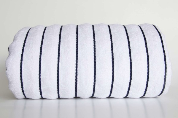 Olima Beach Striped Towel - White / Navy