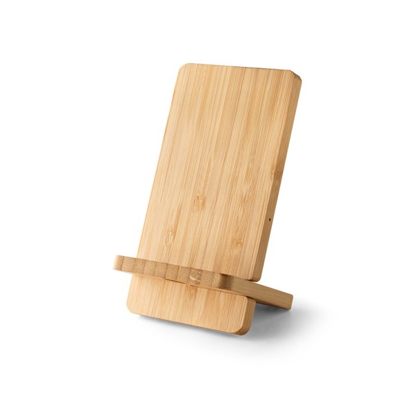 Suporte para smartphone com carregador rápido wireless 15W em bambu - LANGE