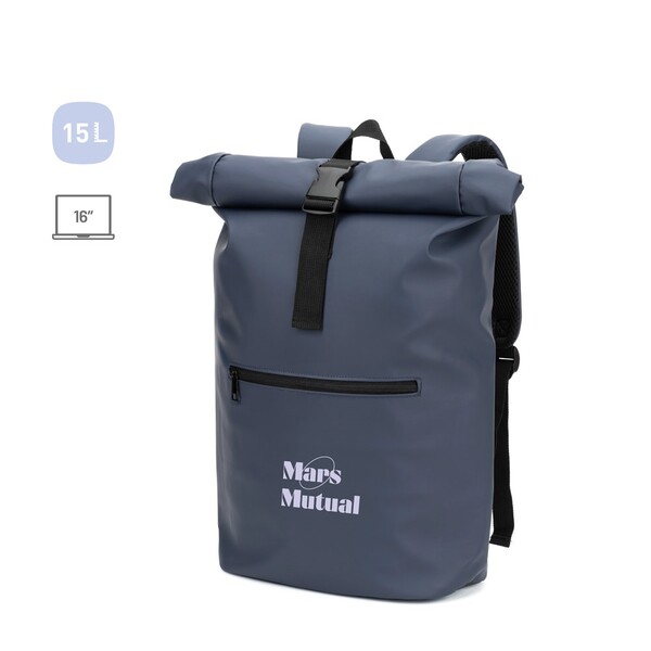 PORTLAND. PU roll top ruksak s džepom za laptop od 16" - Siva